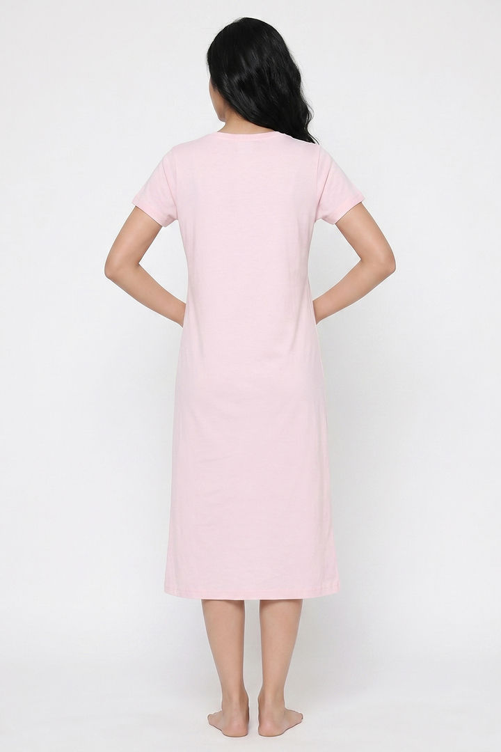 Zivame Turtle Print Knit Cotton Mid Length Nightdress - Festival Bloom — image 3